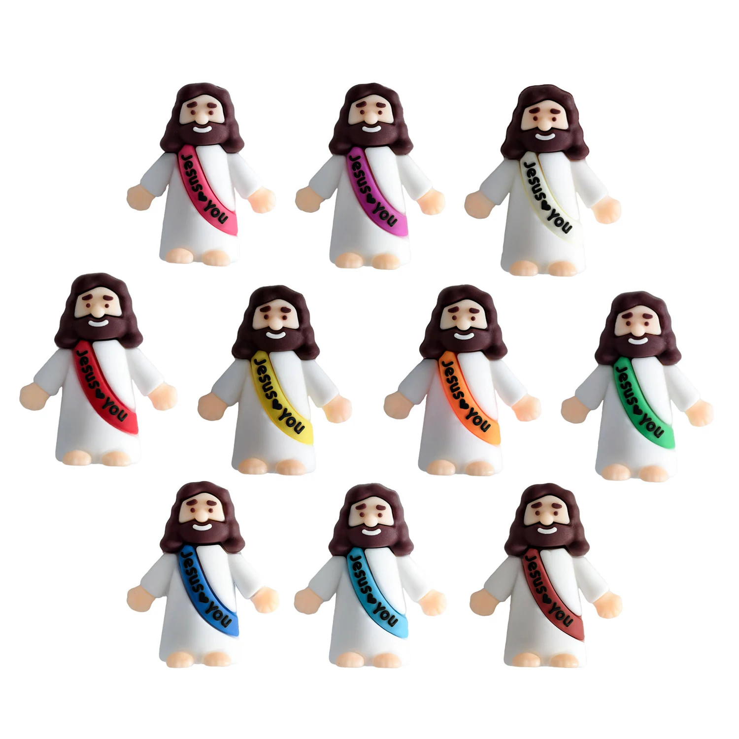 Style D: Jesus figures with Jesus loves you printed on colourful sashes