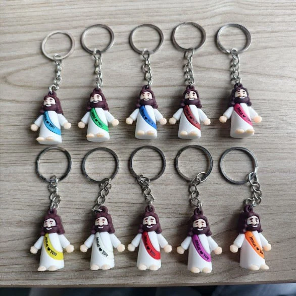 Style E: mini Jesus keyrings with silver-coloured chains