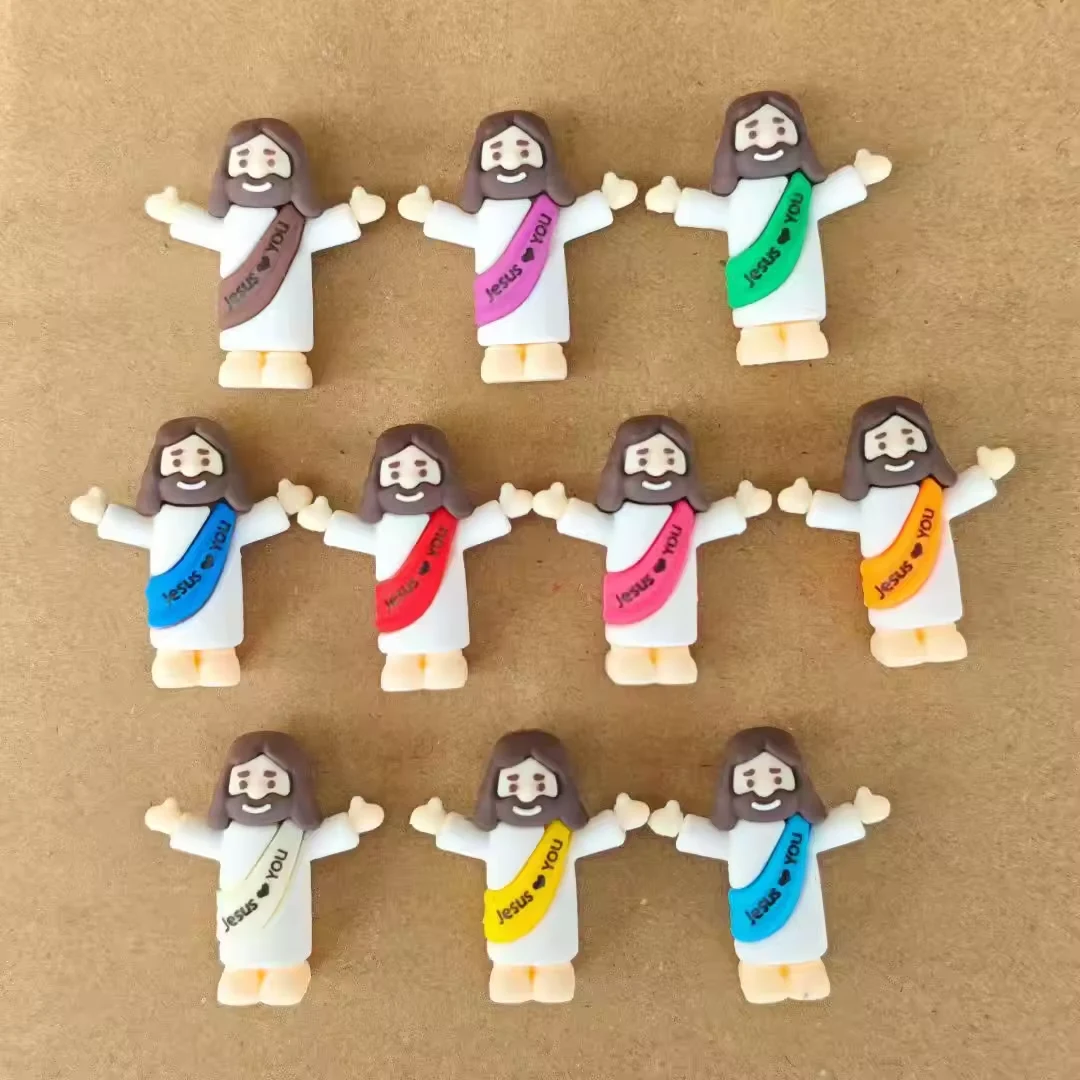 Mini Jesus figures in ten different sash colours